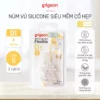 Núm vú cổ hẹp silicone siêu mềm Pigeon (2 cái/vỉ) - Hình ảnh 4
