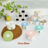 Chén sứ ăn dặm Cocobear có nắp đậy silicone và chia vạch mức cho bé họa tiết gấu - Hình ảnh 2