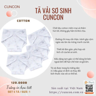 Set 10 Tả Vải Dán Trắng In Viền Màu Cho Bé - Hiệu Cún Con